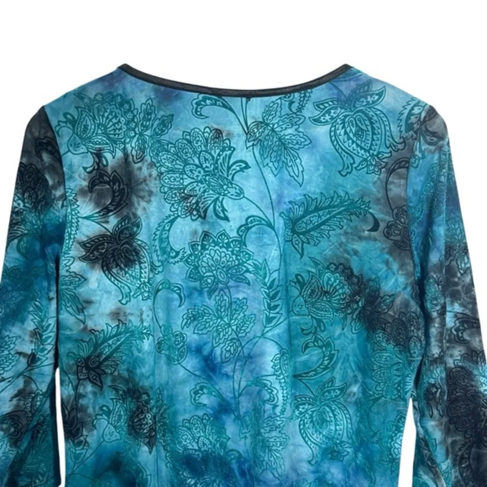 Vtg Y2K Women's Corset Top Sz L Velvet Witchy Fairy Gothic Blue Black Sam and Jo - Picture 11 of 16